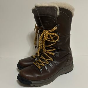 Merrell Hiking Waterproof Brown Leather Boots Mid Calf Size 8